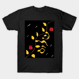 Leaves in Black T-Shirt